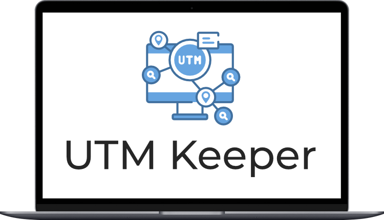 UTM Keeper WP Plugin Logo on laptop screen